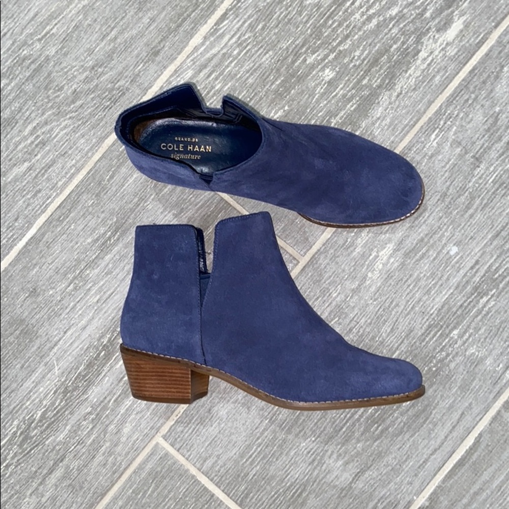 Cole Haan Blue Suede Signature Ankle Boots